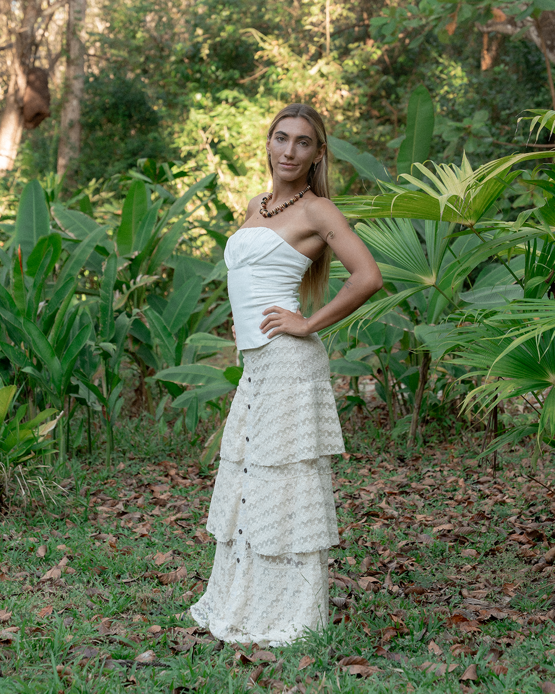 Falda volantes color Blanco - Vista trasera