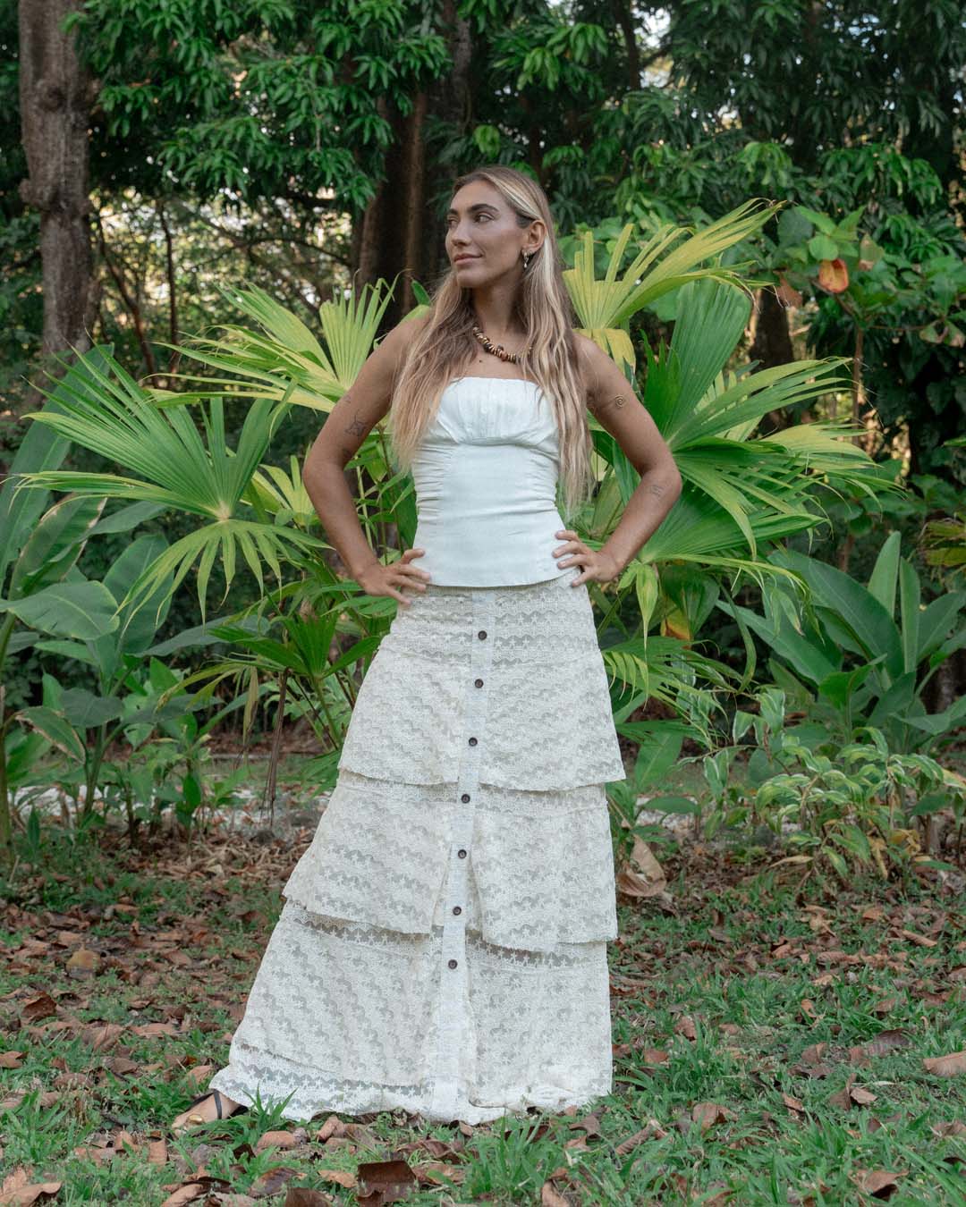 Falda volantes color Blanco - Ochi and Co