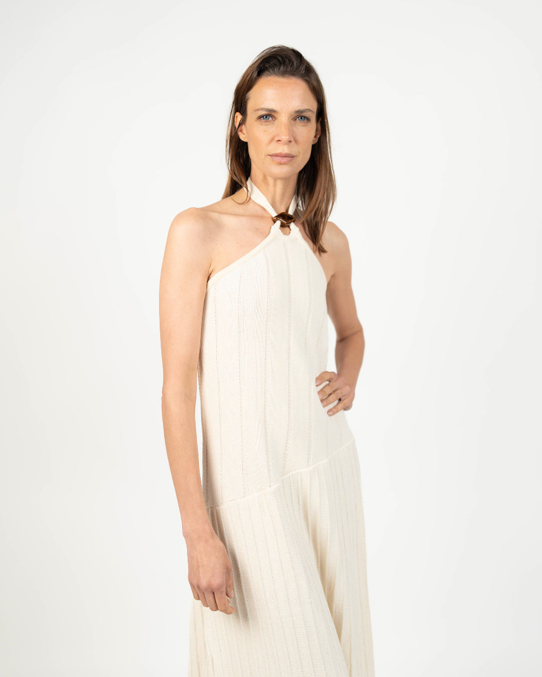 Vestido midi tejido & cerámica gres Ochi and Co | tejido artesanal