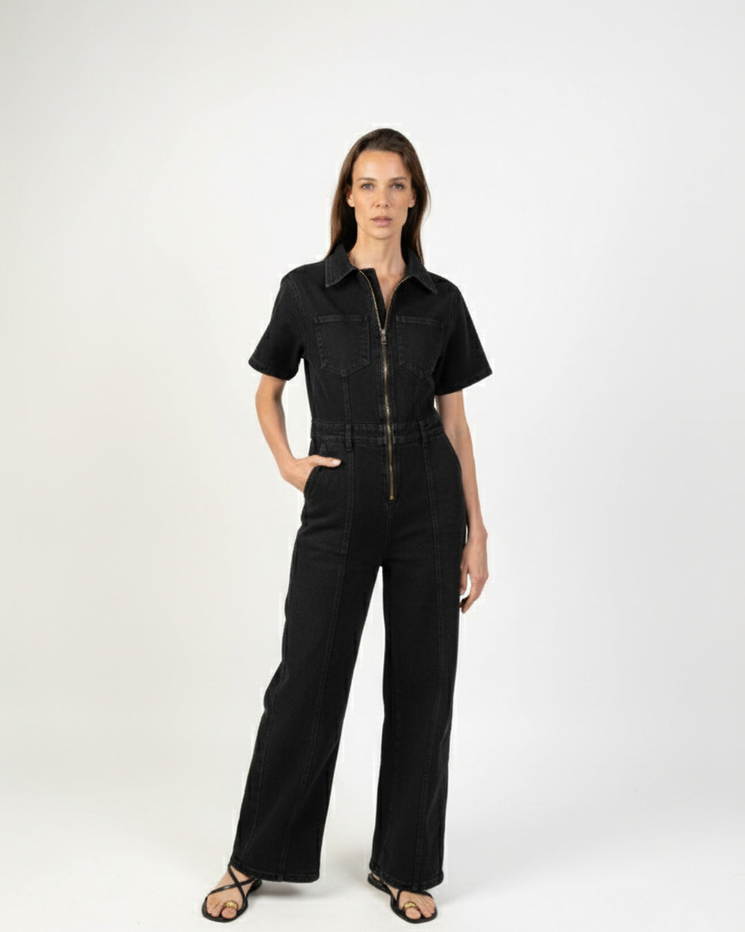 Enterito denim negro color Negro - Vista trasera