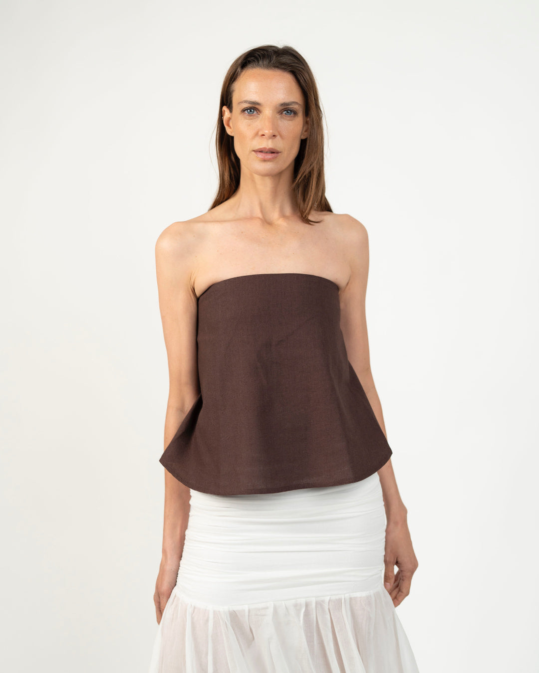 Rounded alaia strapless top - Detalle de tela