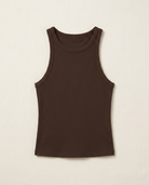 Tank Top Clásico Halter Marrón Oscuro - flatlay