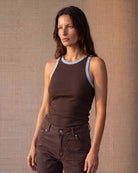 Tank Top Halter Café Borde Celeste