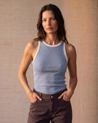 Tank Top Halter Celeste Borde Crudo