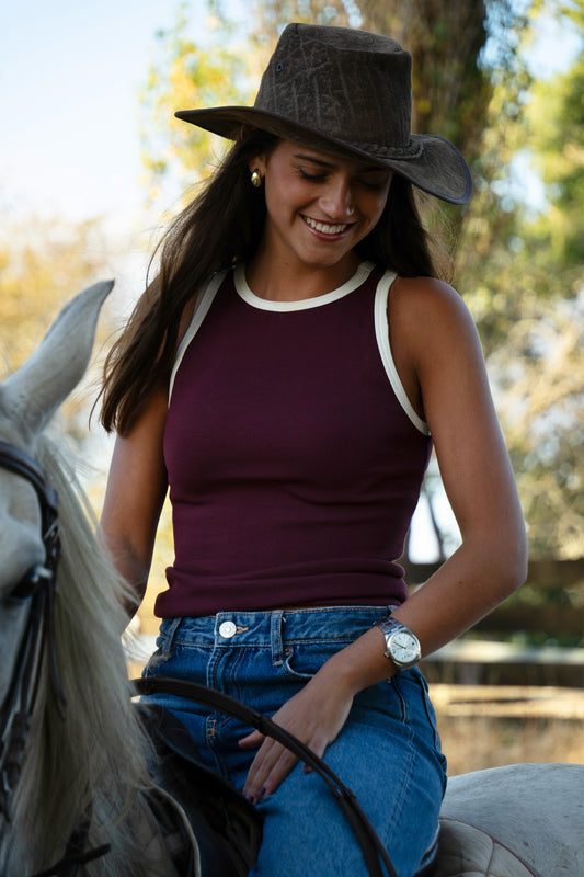 Tank Top Halter - Red Wine