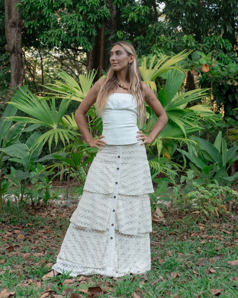 Falda volantes - Gardenia white