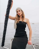 Vestido Tejido Strapless - Detalle tejido artesanal