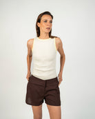 Tank top halter color Crudo - Vista trasera