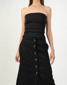 Top strapless básico color Negro - Vista trasera