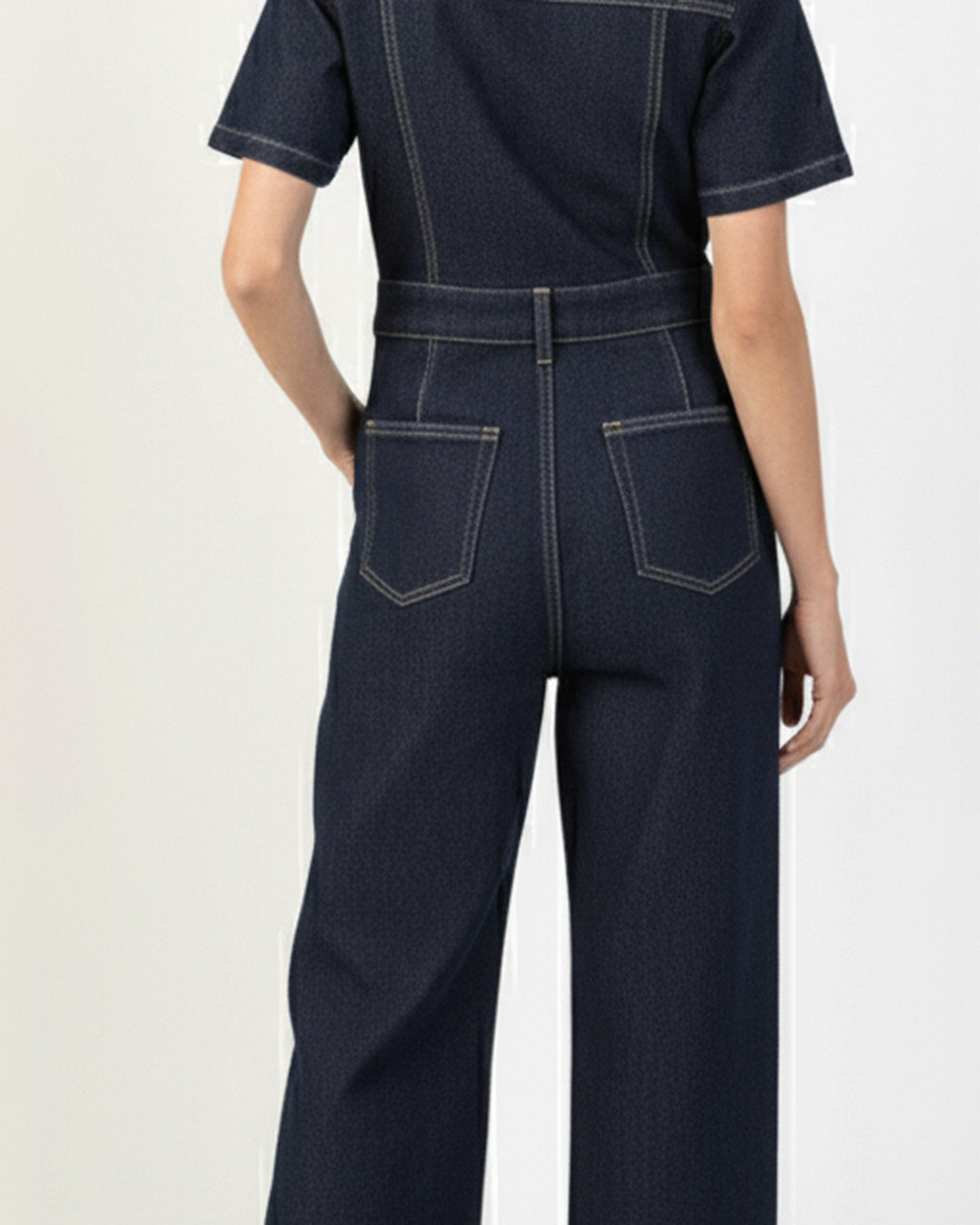 Enterito denim azul raw color Azul - Vista trasera