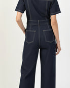 Enterito denim azul raw color Azul - Vista trasera