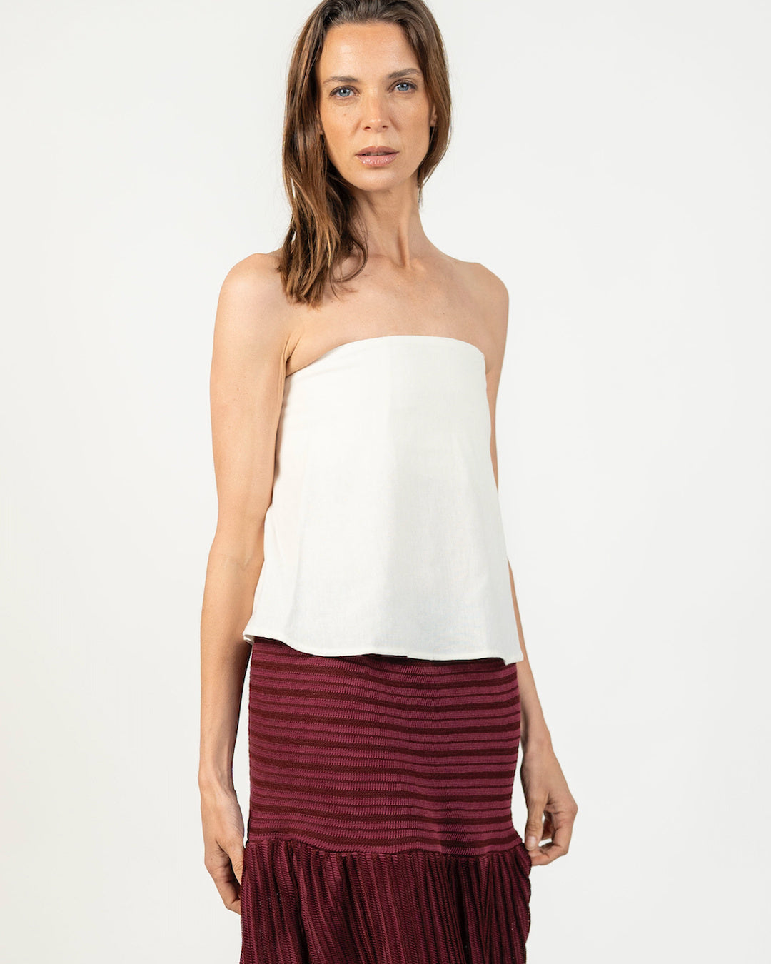 Rounded alaia strapless top - Look completo outfit