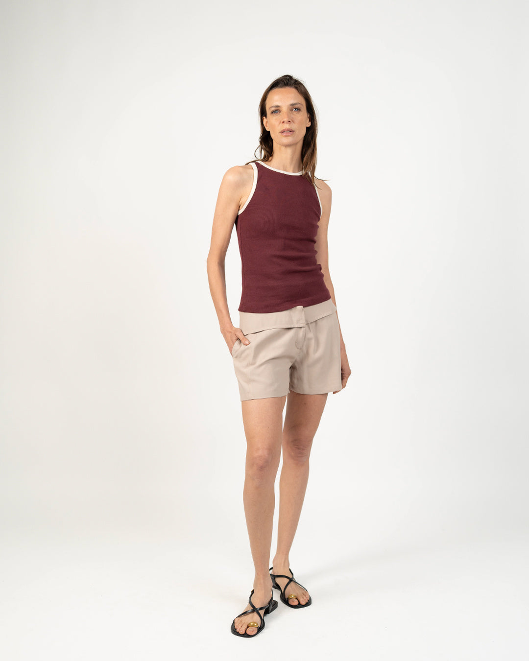 Tank top halter color Crudo - Vista trasera