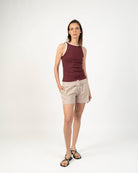 Tank top halter color Crudo - Vista trasera