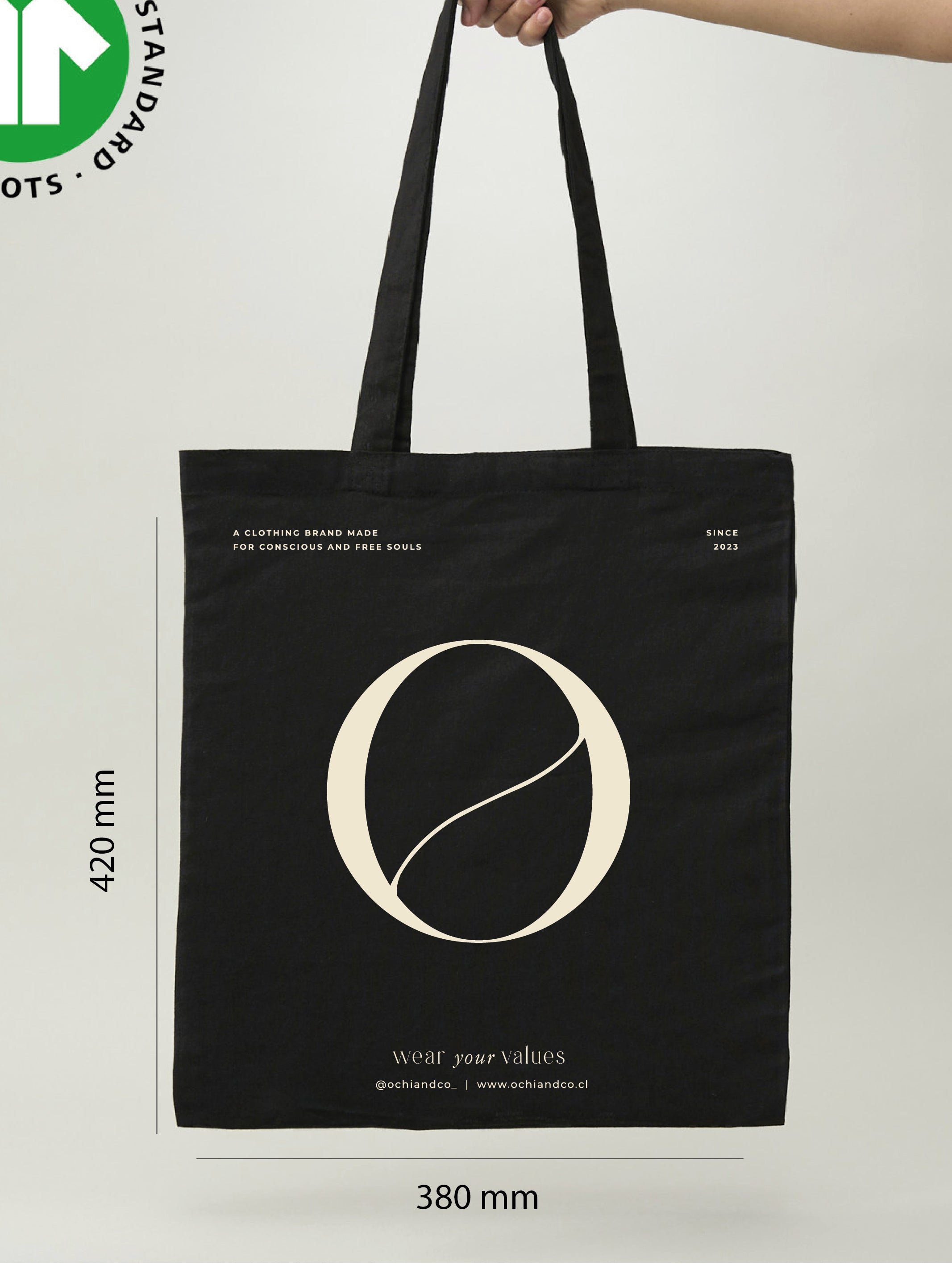Tote Bag Ochi and Co algodón negro 42x38cm